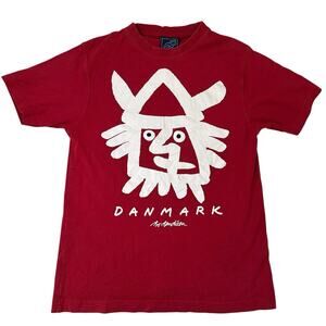 Bo Bendixen Viking Danmark Denmark Artist Art Tee T-Shirt Mens XS Red Logo